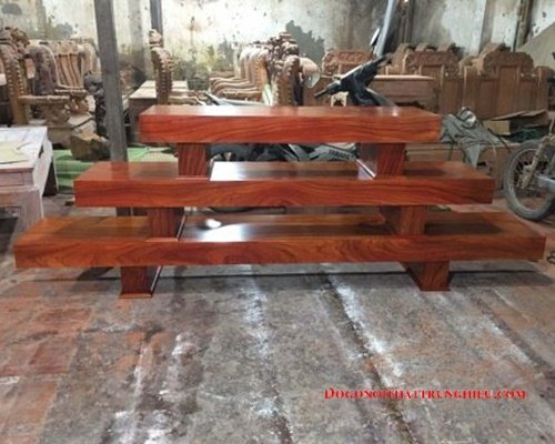 Kệ Tivi Nguyên khối 3 tầng gỗ Hương đỏ Nam Phi | Nội Thất Trung Hiếu